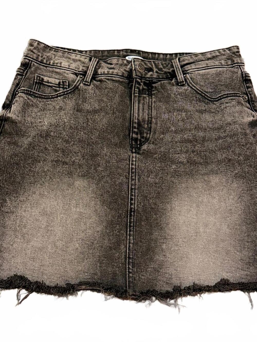 Old Navy Size 10 Black Acid Wash Raw Hem Denim Mini Skirt